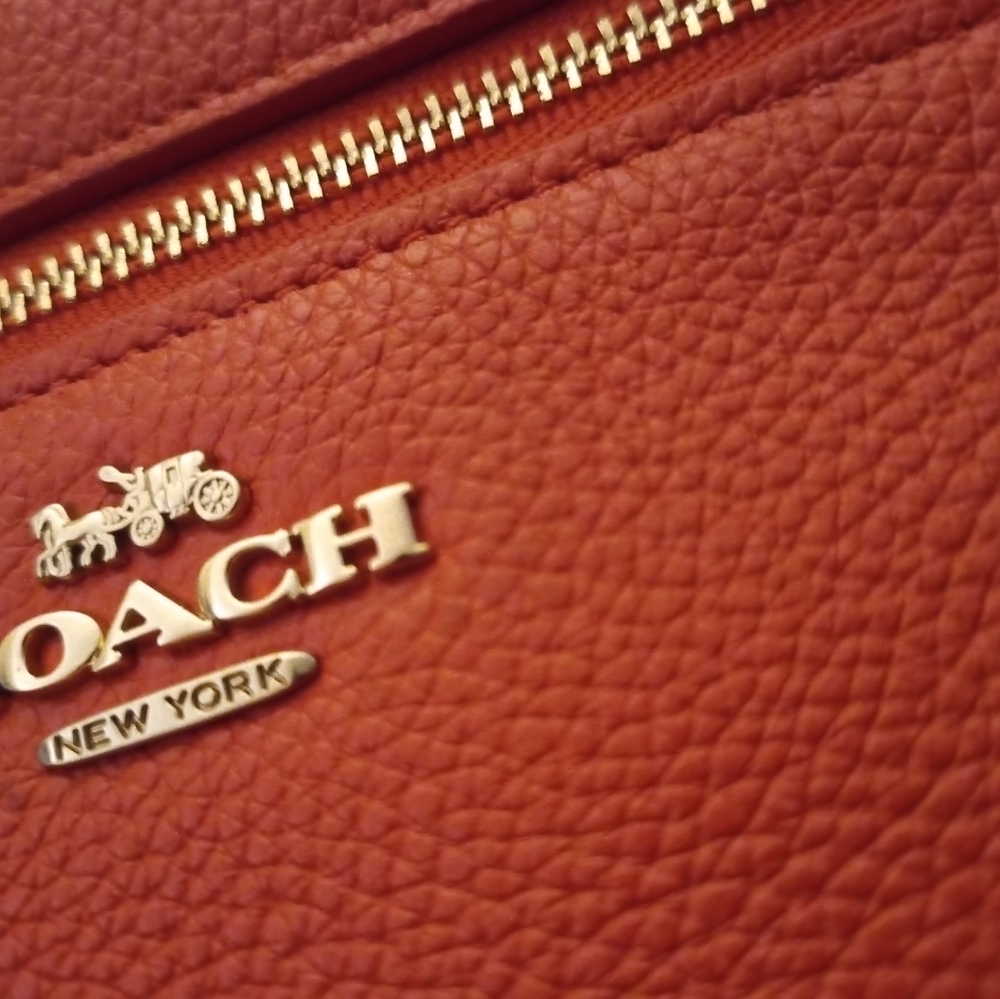Orange authentic coach bag large wristlet gold chain gold hardware brand new - Picture 2 of 8